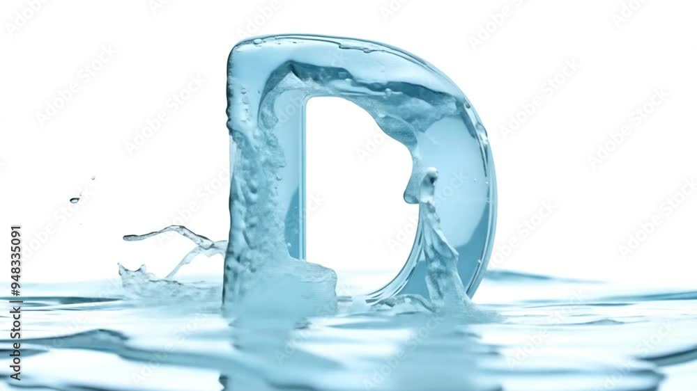 Liquid Water Forming the Letter D in a Clear Reflective Environment Generative AI Liquid Water Forming the Letter D in a Clear Reflective Environment Generative AI