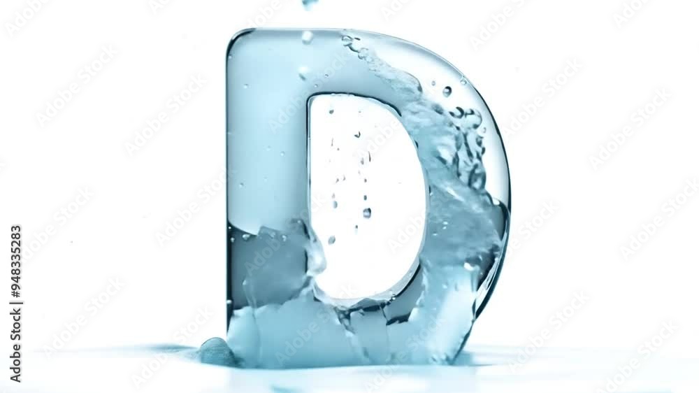 Liquid Water Forming the Letter D With Splashes on a White Background Generative AI Liquid Water Forming the Letter D With Splashes on a White Background Generative AI