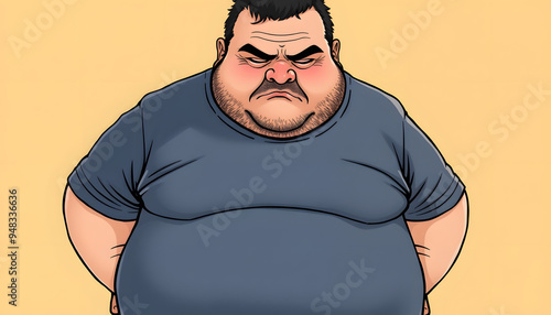 Bad habits of obese man isolated with white highlights, png photo