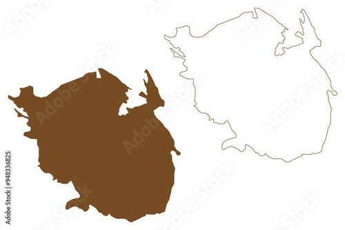 Funen island (Kingdom of Denmark) map vector illustration, scribble sketch Fyn map