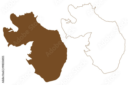 Gimsoya island (Kingdom of Norway) map vector illustration, scribble sketch Gimsoya map photo