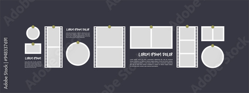 Pictures or photos frame collage. comics page grid layout abstract photo frames and digital photo wall template