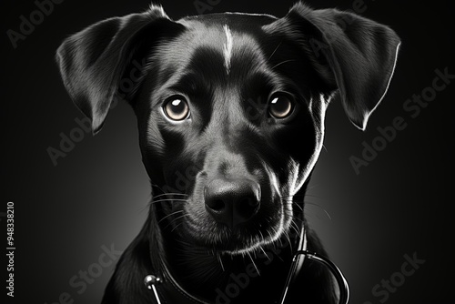 Charming patterdale terrier dog on black background - pet photography for dog lovers photo