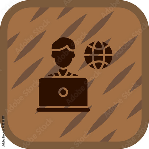 Remote Male Worker Icon Design