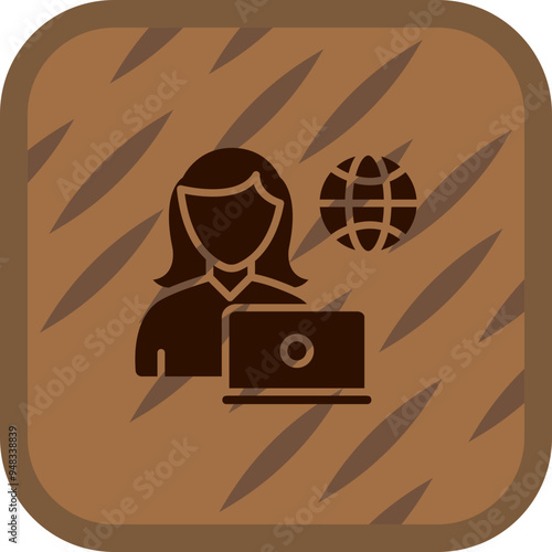 Remote Female Worker Icon Design