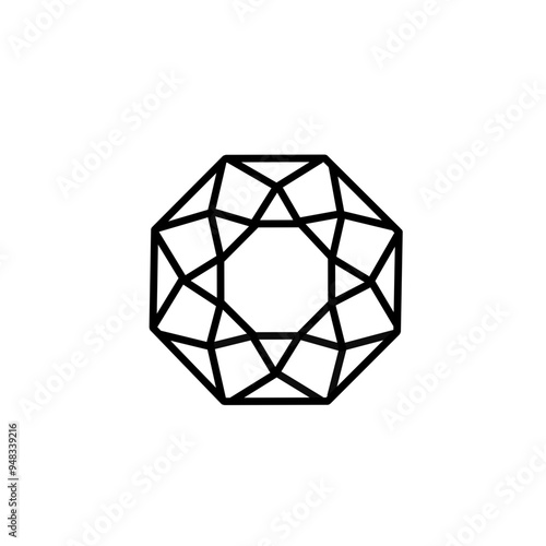 Jewel diamond. Diamonds gems, luxury gemstones and precious crystals, faceted brilliant. Isolated vector line treasure icon set. Black outlines shapes of jewelry isolated collection