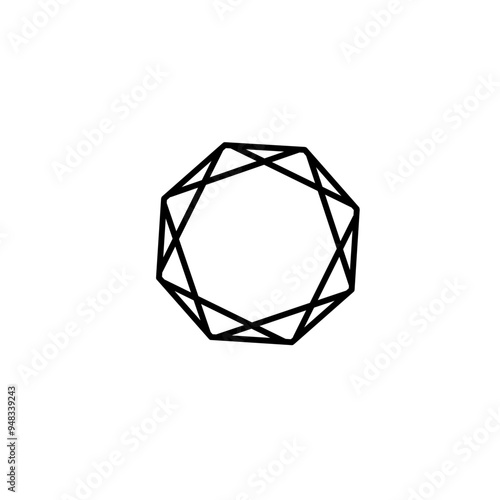 Jewel diamond. Diamonds gems, luxury gemstones and precious crystals, faceted brilliant. Isolated vector line treasure icon set. Black outlines shapes of jewelry isolated collection