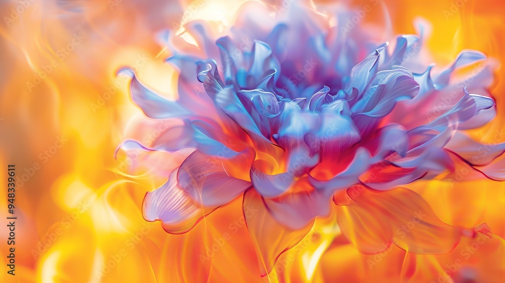 Sophisticated floral artwork featuring cobalt blue and amber hues created with generative ai Sophisticated floral artwork featuring cobalt blue and amber hues created with generative ai