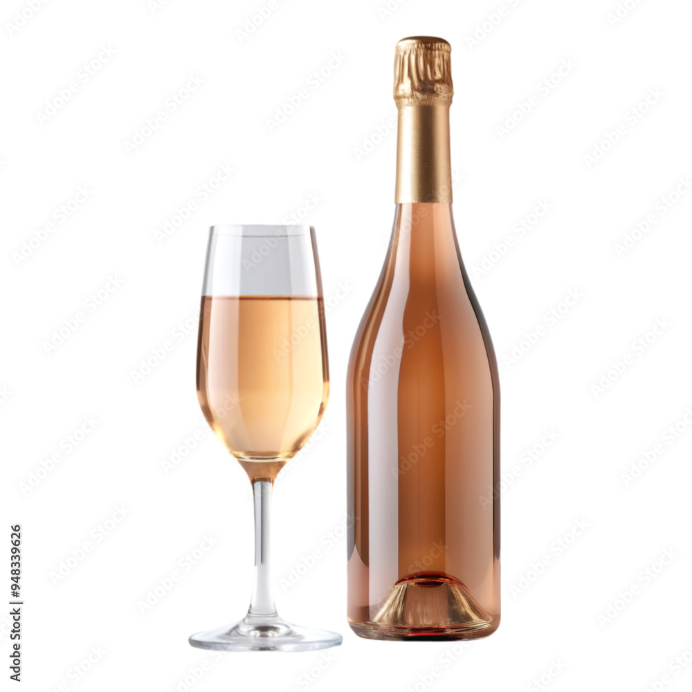 A bottle of champagne with glasses A bottle of champagne with glasses