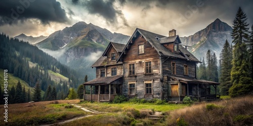 Creepy abandoned hunting lodge stranded in the mountains