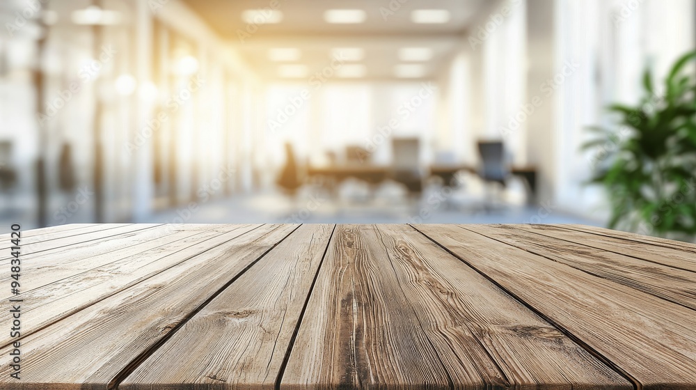 This picture shows a wood table top with a blurred bokeh office space background - it can be used to display or montage your products. This picture shows a wood table top with a blurred bokeh office space background - it can be used to display or montage your products.