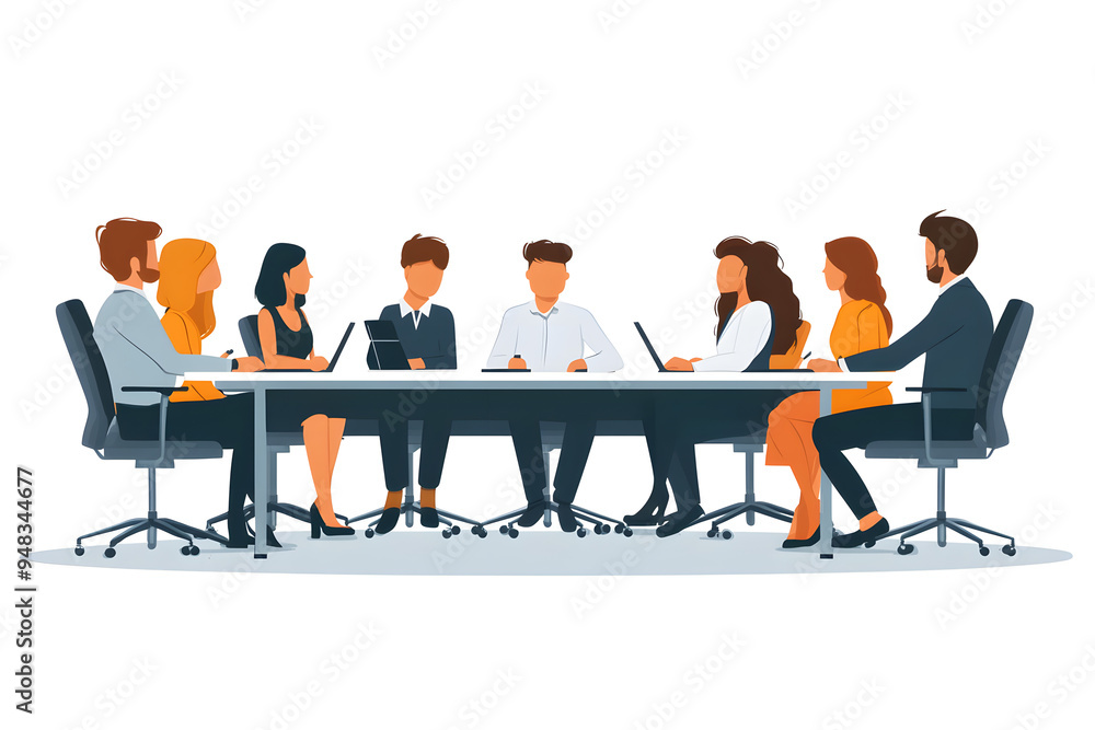 Office business meeting flat illustration isolated on white background Office business meeting flat illustration isolated on white background