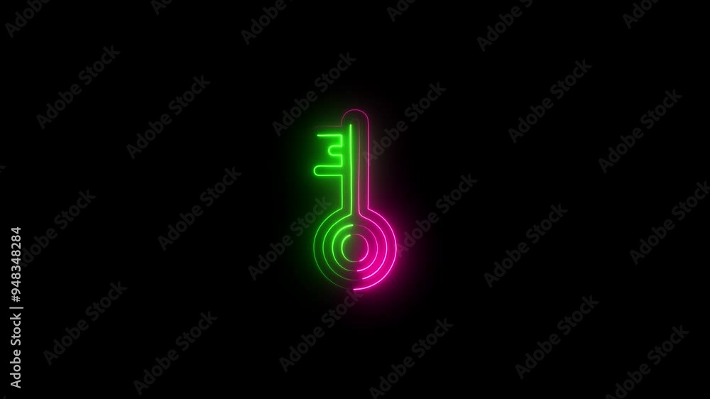 Glowing neon key icon animation. neon lock key icon. security and password icon. Glowing neon key icon animation. neon lock key icon. security and password icon.
