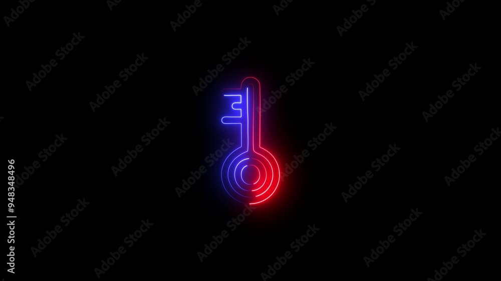 Glowing neon key icon animation. neon lock key icon. security and password icon. Glowing neon key icon animation. neon lock key icon. security and password icon.