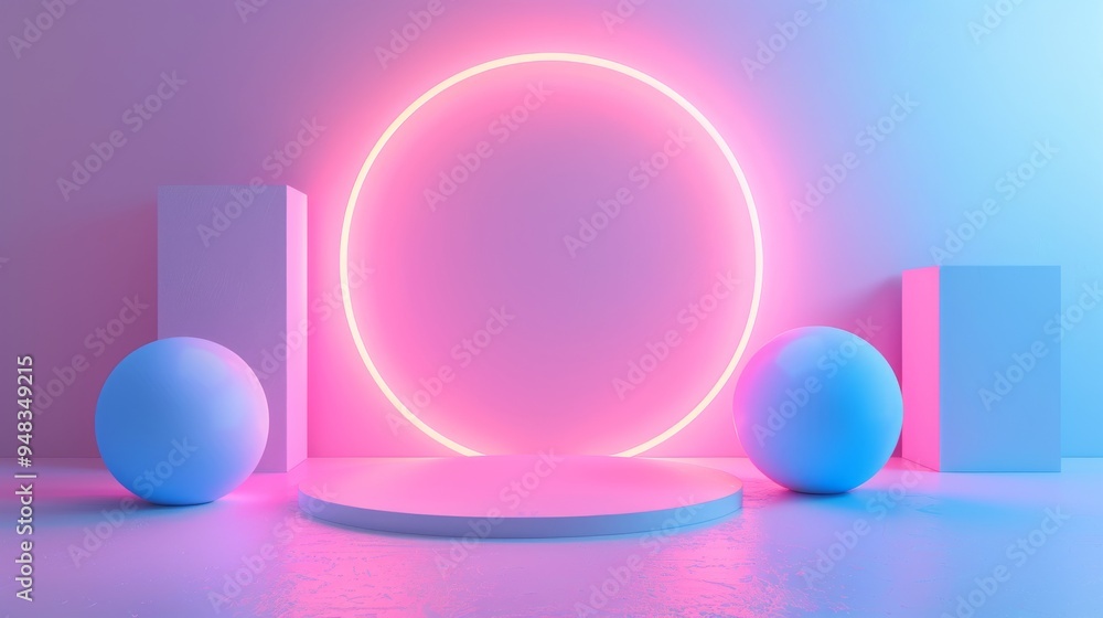 A Modern Neon Display Featuring Geometric Shapes and a Vibrant Glow for Visual Appeal A Modern Neon Display Featuring Geometric Shapes and a Vibrant Glow for Visual Appeal