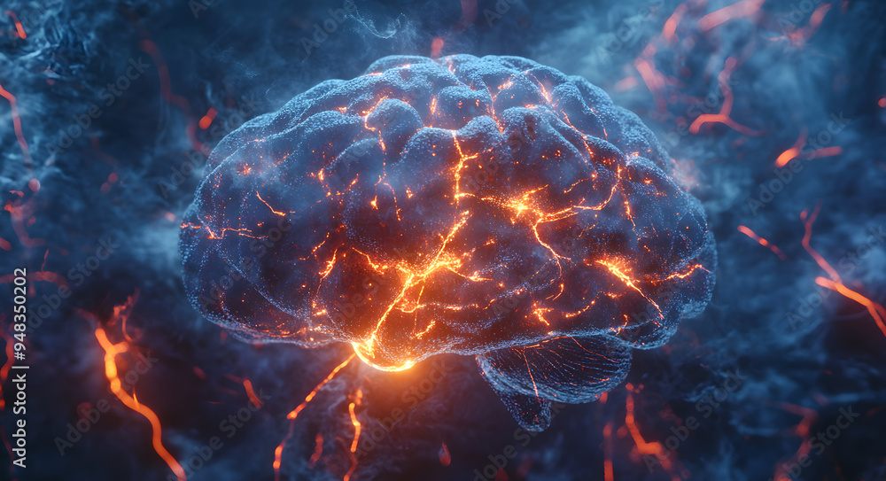 A Detailed Animation of the Human Brain with Electrical Impulses, Illustrating the Complexity of Neural Activity and Cognitive Functions, Perfect for Themes of Neuroscience, Brain Research, and Advanc A Detailed Animation of the Human Brain with Electrical Impulses, Illustrating the Complexity of Neural Activity and Cognitive Functions, Perfect for Themes of Neuroscience, Brain Research, and Advanc