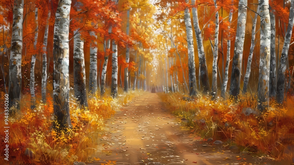 Captivating illustration of a tranquil forest landscape in the beautiful autumn season Captivating illustration of a tranquil forest landscape in the beautiful autumn season