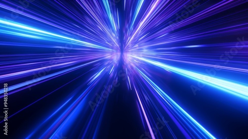 Vibrant beams of light radiate outward in a cosmic explosion, creating an electrifying visual experience in a dark space