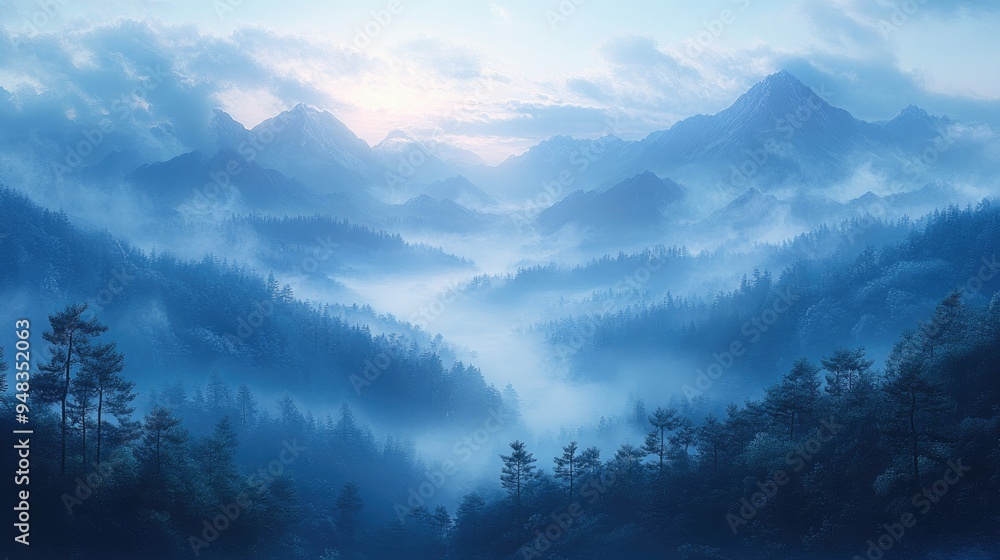 Ethereal mist over a quiet valley