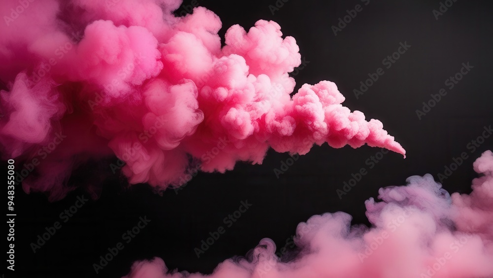 Fototapeta premium A pink cloud of smoke is floating in the air