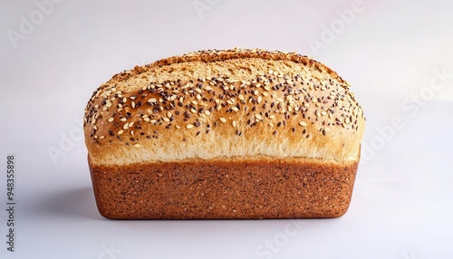 Organic whole grain bread, fresh loaf with seeds, 3D illustration