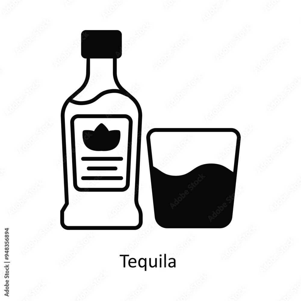 Tequila Vector solid icon design illustration. food and drinks symbol on white background EPS 10 File Tequila Vector solid icon design illustration. food and drinks symbol on white background EPS 10 File