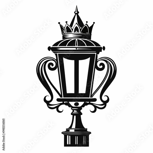 Vintage light vector illustration, old street lamp post, sidewalk lantern