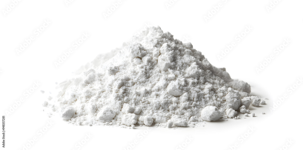 A pile of flour isolated on white background A pile of flour isolated on white background