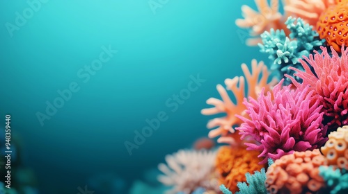 Growth chart, underwater sea creatures, coral reef background, 3D illustration photo