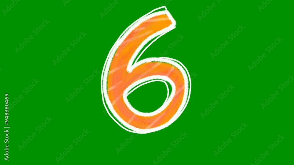 animation of number 6 on green screen background. the text of number 6 drawing with chalk. green screen background. animation of number 6 on green screen background. the text of number 6 drawing with chalk. green screen background.