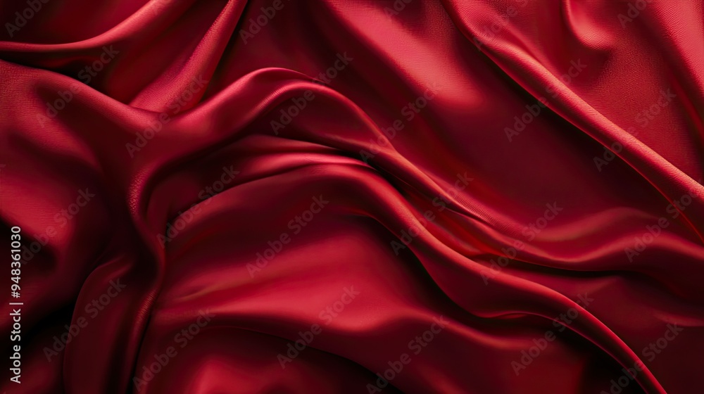 A flat lay of rich, silky satin fabric in various shades of red, creating a luxurious, flowing background A flat lay of rich, silky satin fabric in various shades of red, creating a luxurious, flowing background