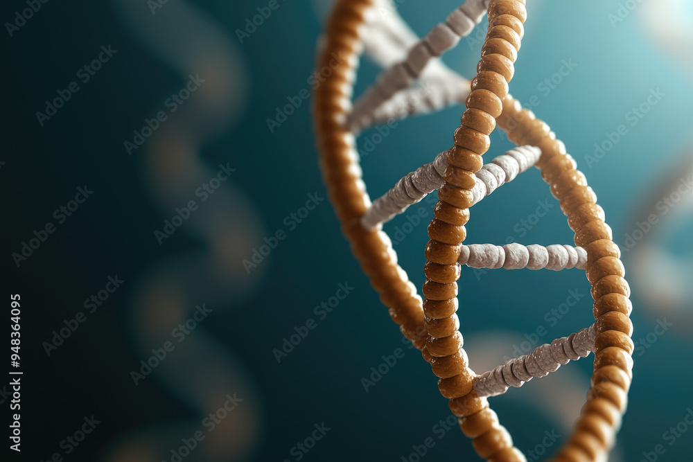 Molecular Structure of DNA, a close-up representation showcasing the twisted ladder shape of the DNA double helix, highlighting the colorful nucleotide pairs and background blur. Molecular Structure of DNA, a close-up representation showcasing the twisted ladder shape of the DNA double helix, highlighting the colorful nucleotide pairs and background blur.