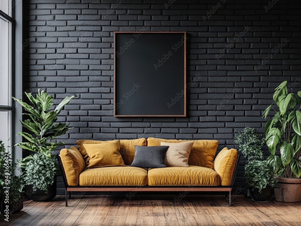 Naklejka premium Modern Black Wall Mockup with Space for Logo and Background Design