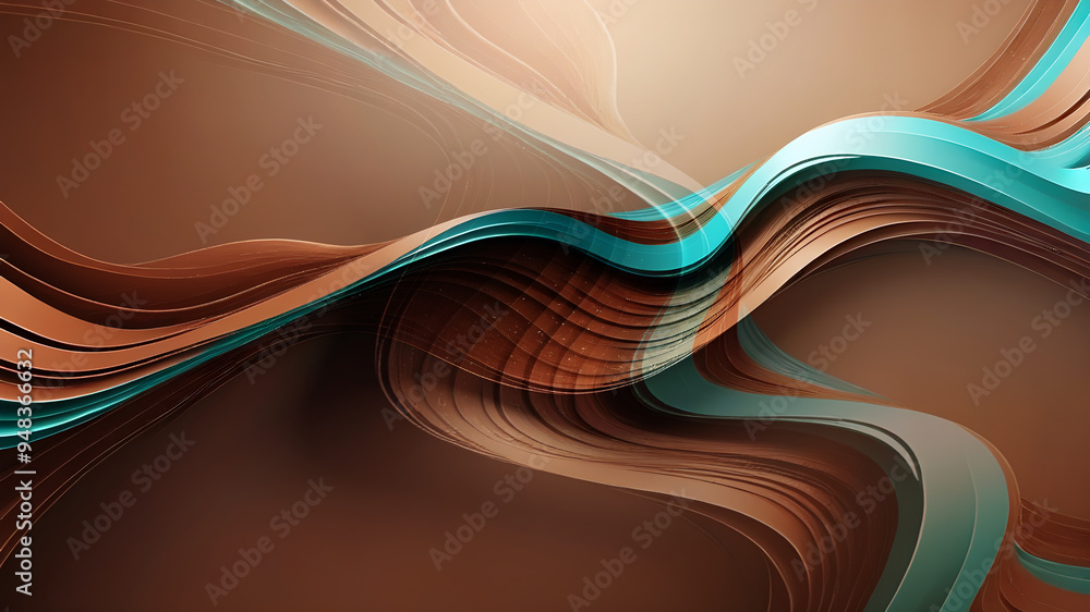 Obraz premium brown teal blue wavy abstract background ,wallpaper