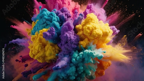 Multi Colored Powder Explosion background 