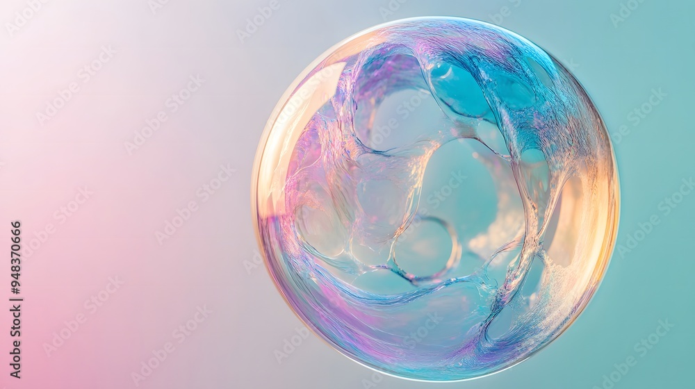 A Close-up of a Soap Bubble with a Pink and Blue Gradient Background A Close-up of a Soap Bubble with a Pink and Blue Gradient Background