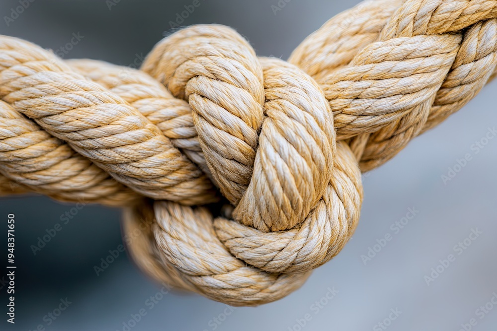 A close-up of a tightly knotted rope showcasing its texture and craftsmanship. A close-up of a tightly knotted rope showcasing its texture and craftsmanship.