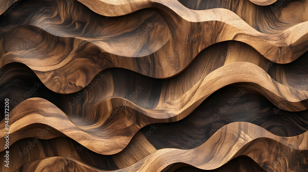 Abstract wood grain pattern with wavy, undulating surface. Abstract wood grain pattern with wavy, undulating surface.