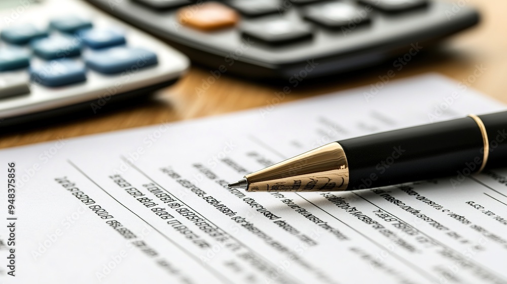 A close-up of a document showing insurance premium amounts, with a calculator and pen nearby. A close-up of a document showing insurance premium amounts, with a calculator and pen nearby.