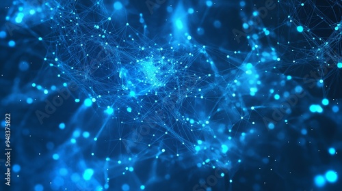 Wallpaper Mural Luminous blue network connection with sparkling dots background. Based on Generative AI Torontodigital.ca