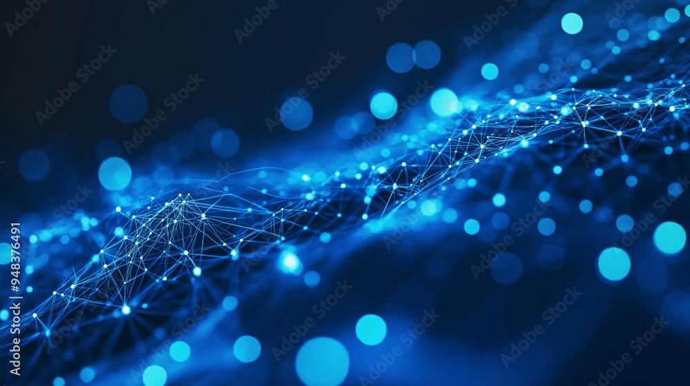 custom made wallpaper toronto digitalLuminous blue network connection with sparkling dots background. Based on Generative AI