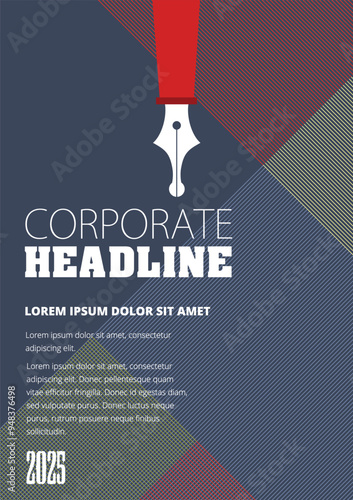 139-43-modern cover.eps Red fountain pen writing a corporate headline on an abstract background with space for your text