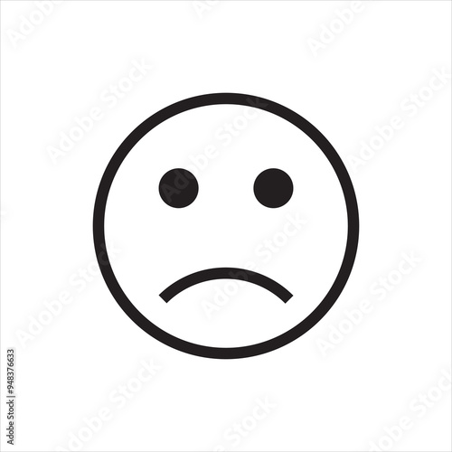 Angry , sad  or unhappy emoji emotion icon. Black color in white background. vector illustration.
