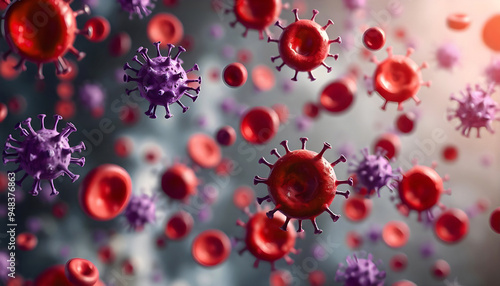 Blood Cells Attacked by Viruses photo