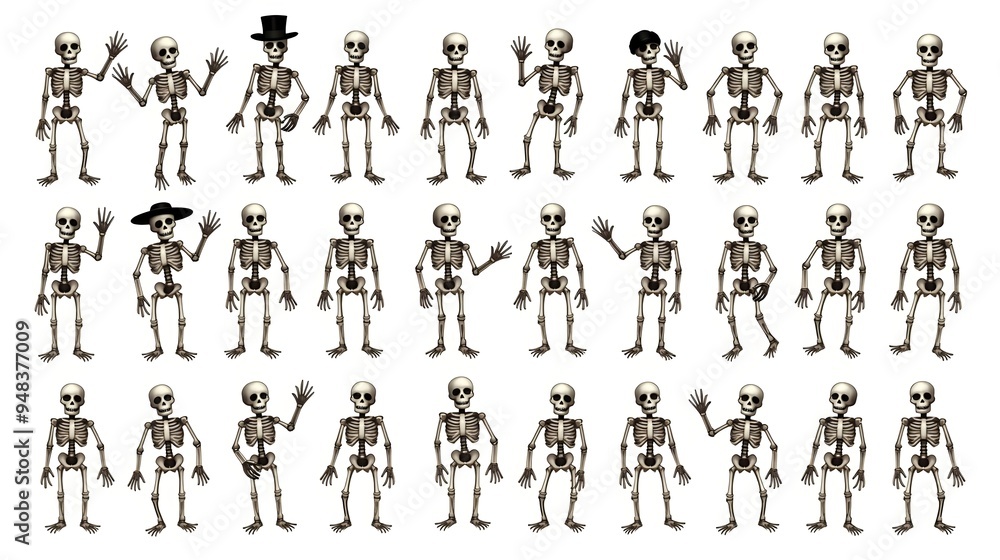 Fun Skeleton Characters Collage Fun Skeleton Characters Collage