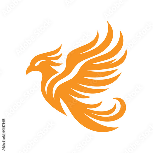 awesome flying phoenix logo vector