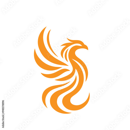 awesome flying phoenix logo vector