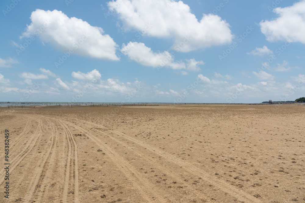 Beach rut horizon landscape after low tide in the sea Beach rut horizon landscape after low tide in the sea