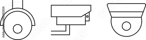 Security cameras, video recording, CCVTV cameras icons. Vector illustration