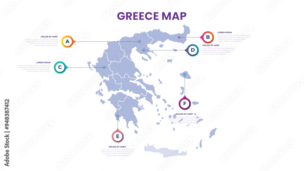 Naklejka premium A map of the Greece. Greece infographic vector illustration with data and country information